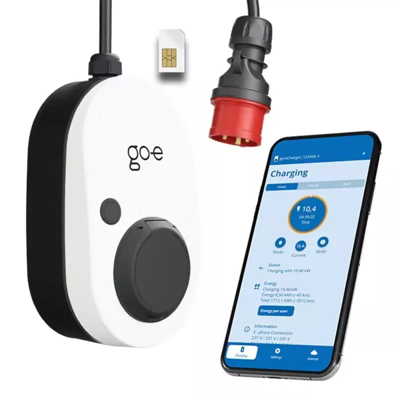 go-e charger Gemini Flex 11 kW latausasema, Type2, (3x16 A), ei kaapelia, Wi-Fi, app, pörssisähkö