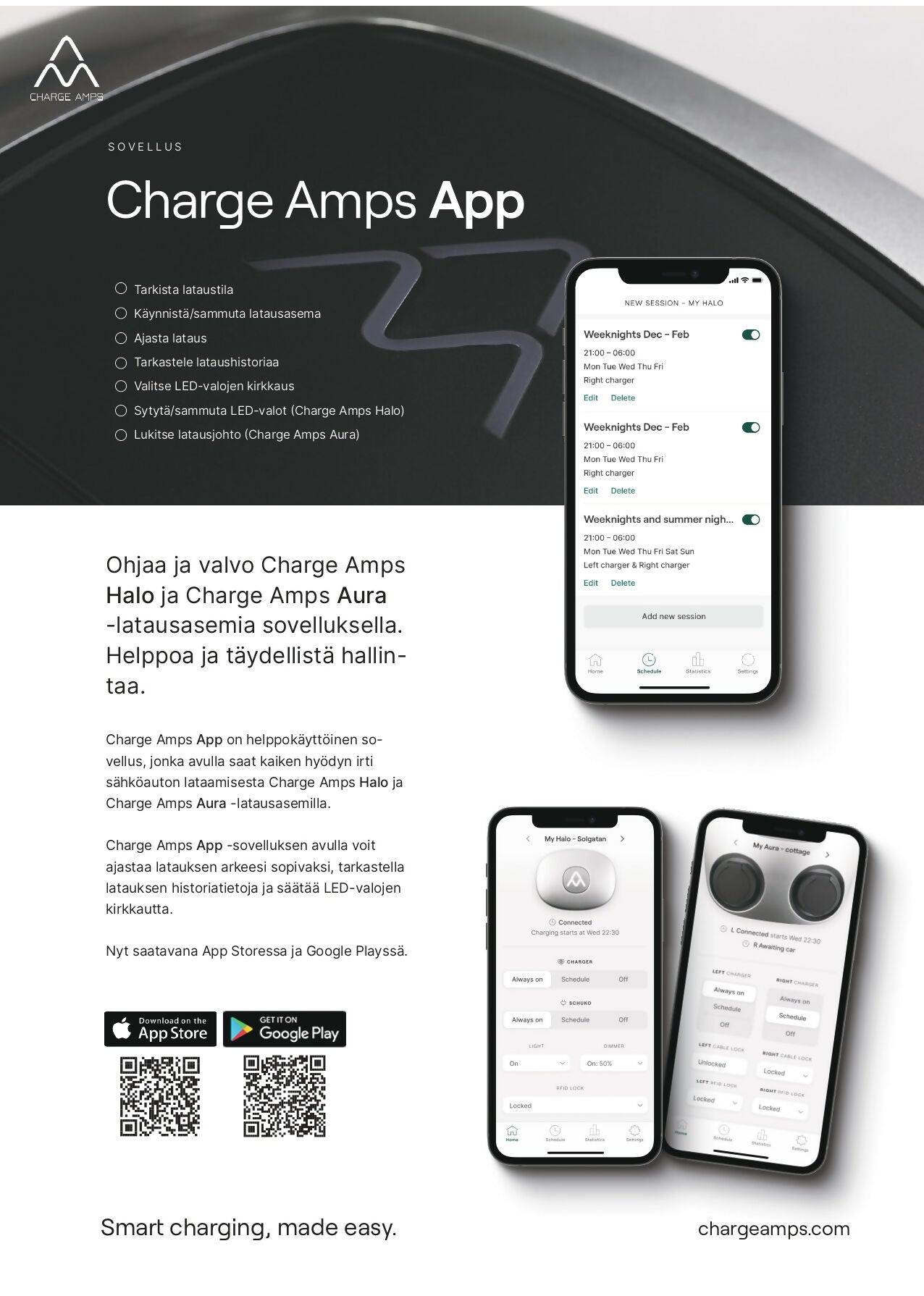 Charge Amps Luna latausaseman ohjaus mobiilisovelluksella