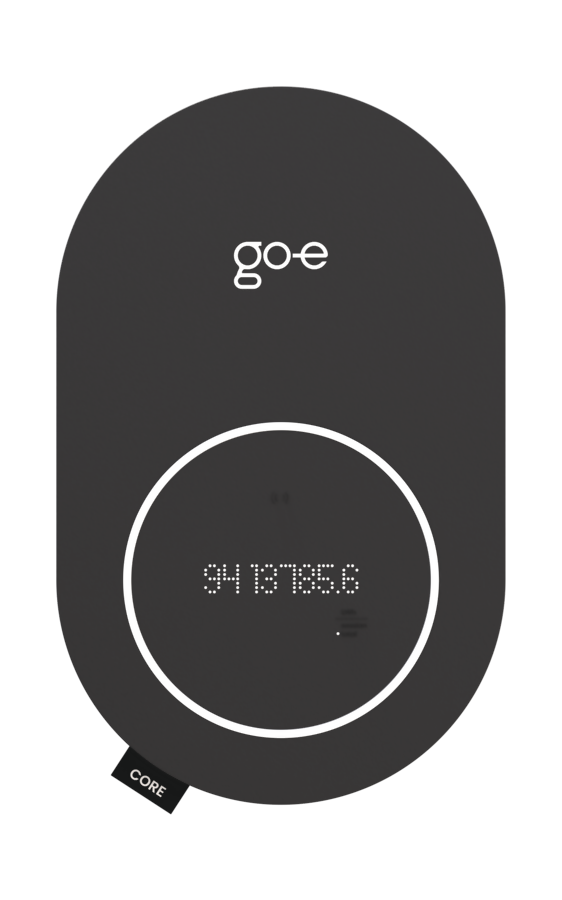 go-e Charger CORE 22 kW latausaseman etunäkymä integroidulla näytöllä