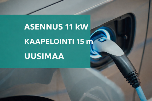 Sähköauton latausasennus 11 kW kaapelointi 15 m Uusimaa